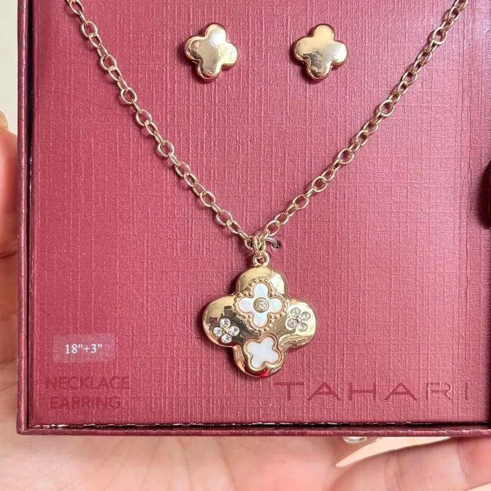 Tahari Gold and Silver Floral Necklace Set